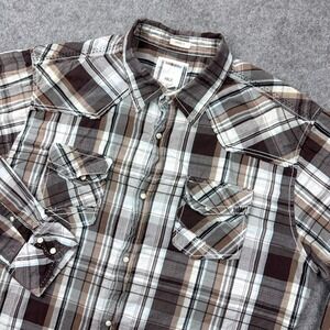 BKE Buckle Shirt‎ Mens 2XL Brown Plaid Athletic Western Pearl Snap Cowboy Ranch